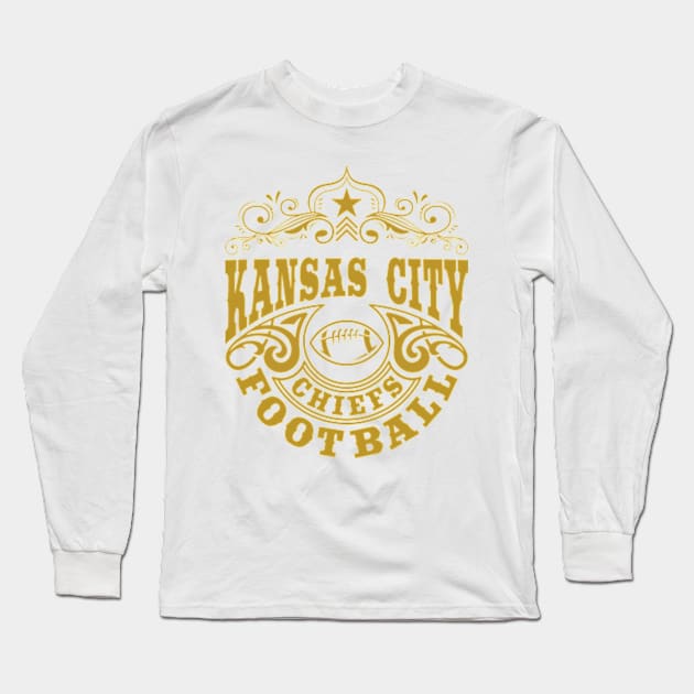 Vintage Retro Kansas City Chiefs Football Long Sleeve T-Shirt by carlesclan